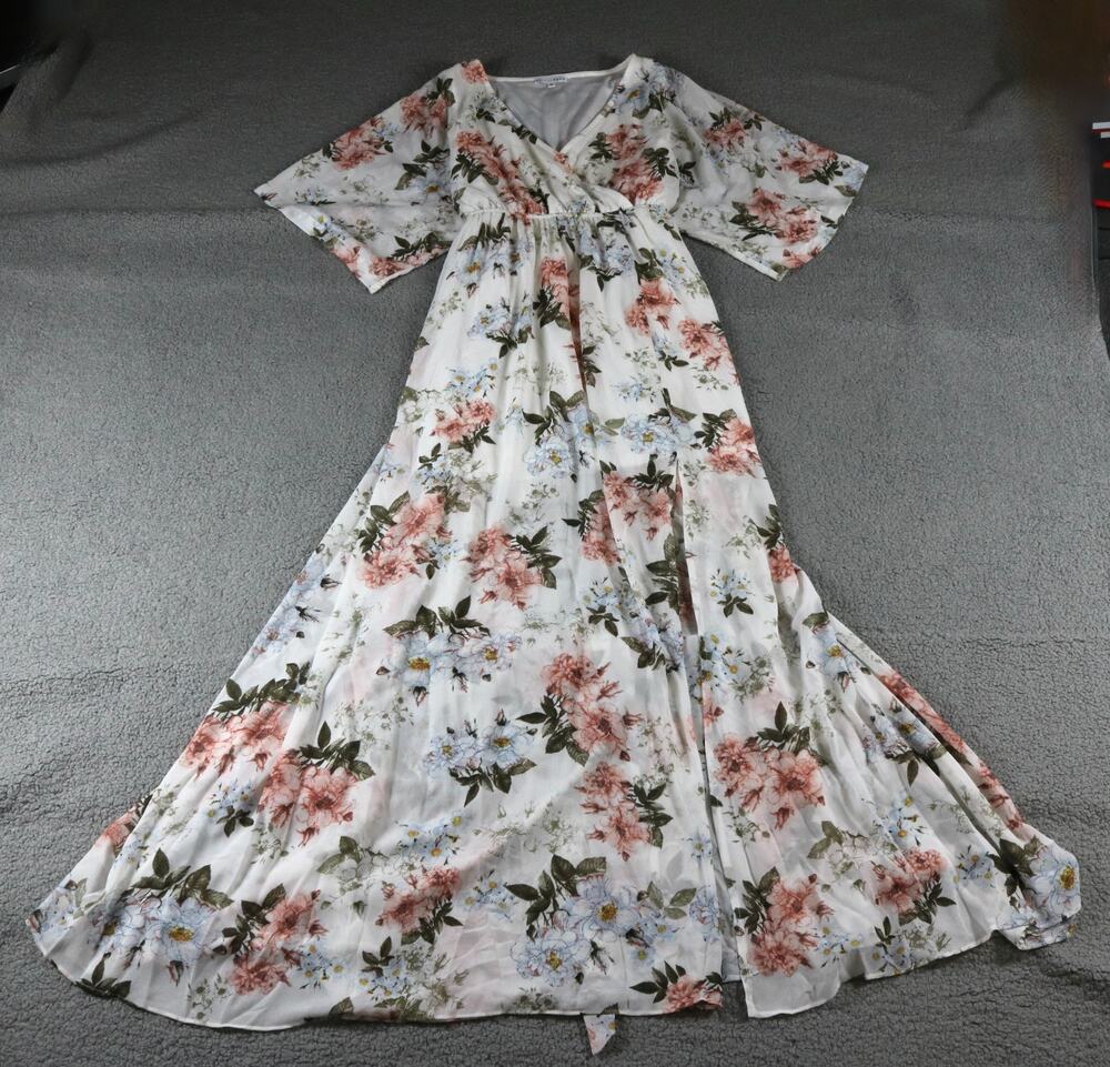 Baltic Born Dress  XL White Floral Kia Kimono Maxi Fairycore Whimsy